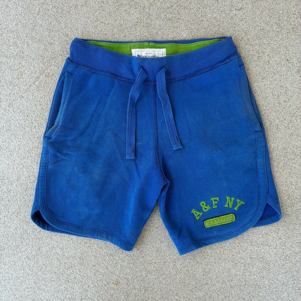 Abercrombie & Fitch Mens XS Fleece Shorts - Blue A&F NY Logo Drawstring